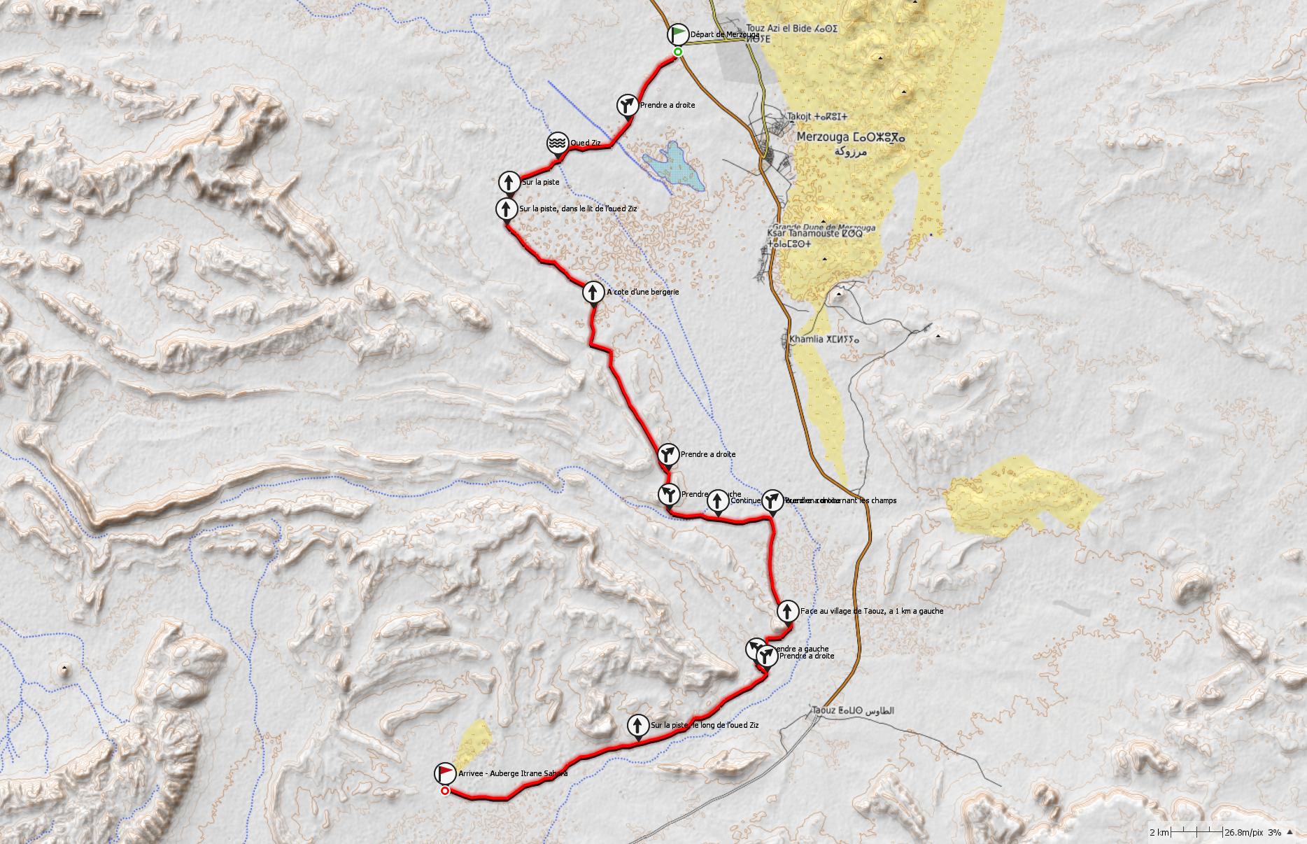 Parcours T2S-02 : Merzouga / Auberge Ifrane-Sahara (oued Ziz)